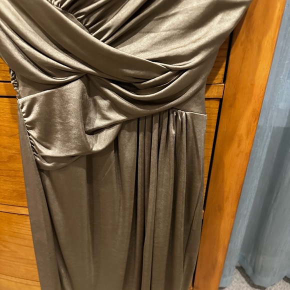 EXPRESS women’s XS cocktail dress worn 1x, platinum/dark champagne, strapless - Picture 2 of 5